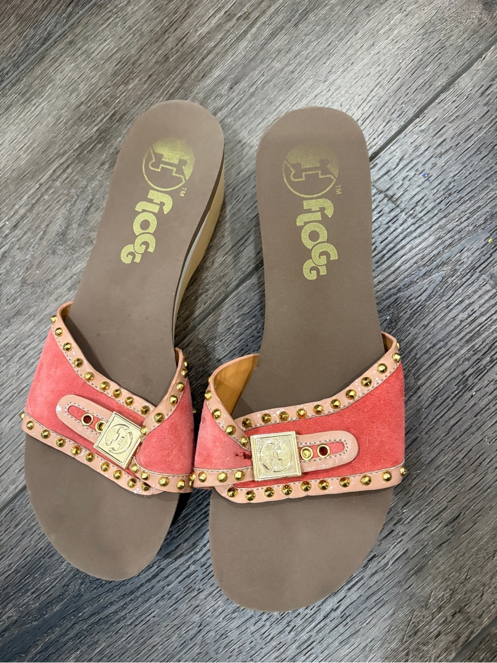 Flogg Coral Suede Studded Slide Mules